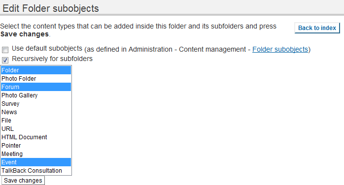Folder subobjects - custom list